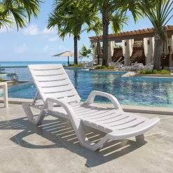 GGM Moebel International 2er-Set HAWAI | Sonnenliege | Kunststoff | +Arm | Weiß | Stapelbar | Strandliege, Bäderliege, Poolliege -Garten- & Gewächshäuser Geschäft 0908b640ebe648f651b1e3f984957a96