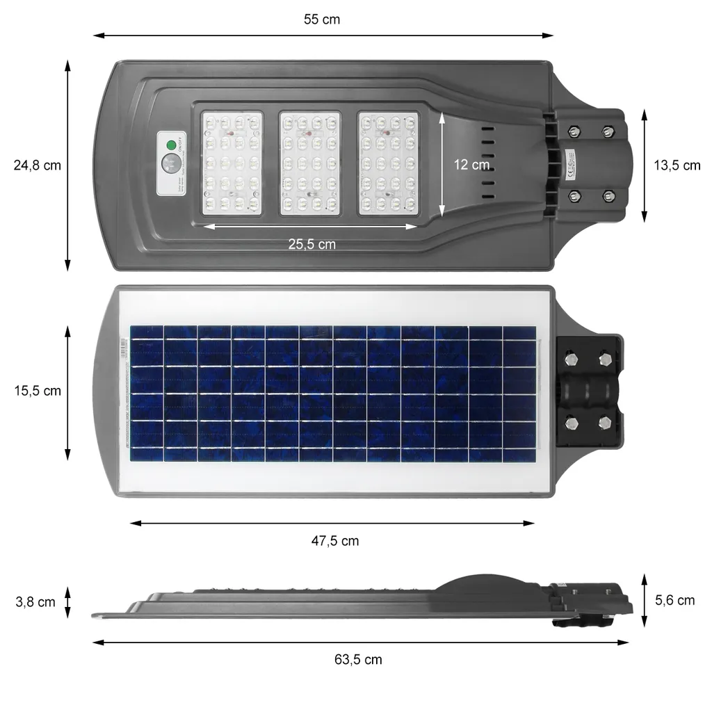 ECD Germany LED Solar Straßenlampe 60W Mit Lichtsteuerung Und Radar-Sensor - 60 LEDs - KaltWeiß - Wasserdicht IP65 - Für Outdoor Garten Wege Einfahrten - Straßenlaterne Straßenleuchte Solarleuchte 5 ECD Germany LED Solar Straßenlampe 60W Mit Lichtsteuerung Und Radar-Sensor - 60 LEDs - KaltWeiß - Wasserdicht IP65 - Für Outdoor Garten Wege Einfahrten - Straßenlaterne Straßenleuchte Solarleuchte – Bild 5