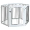 Pawhut Freigehege Schutzgitter Tierlaufstall Welpenauslauf Freilaufgehege Mit Tür Auslauf Für Kleintiere Flexible Klappbar Individuell Weiß+Schwarz 122 X 105,5 X 84,5 Cm