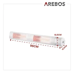 AREBOS Infrarot Heizstrahler Mit Fernbedienung, 3000W, 3 Heizstufen, Terrassenheizer, Wand-Heizstrahler, Silber -Garten- & Gewächshäuser Geschäft 097052e48bd9093c2fd111efc933ce34