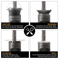 BonFeu - BonGiano SP (Ø 30 Cm) - Stahl - Gartenkamin - Terassenofen - Feuerstelle - 30 X 30 X 135 Cm - Schwarz -Garten- & Gewächshäuser Geschäft 09882fb1e8924db77e0e083463fff4e9