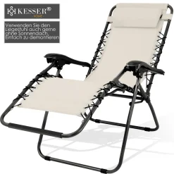 KESSER® - Sonnenliege Liegestuhl Mit Sonnendach Getränkehalter | Verstellbar Rückenlehne | Abnehmbares Kopfkissen Kopfpolster| Klappbar | Stahlrahmen | Garten Liege Hochlehner | Gartenstuhl, Farbe:Beige -Garten- & Gewächshäuser Geschäft 0993f1d560b1ce2f5714303b8b90b3bf