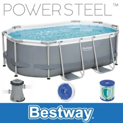Bestway® Power Steel™ Frame Pool Set Mit Filterpumpe 305 X 200 X 84 Cm, Grau, Oval -Garten- & Gewächshäuser Geschäft 0995651ad069719260cb6573e6425e44