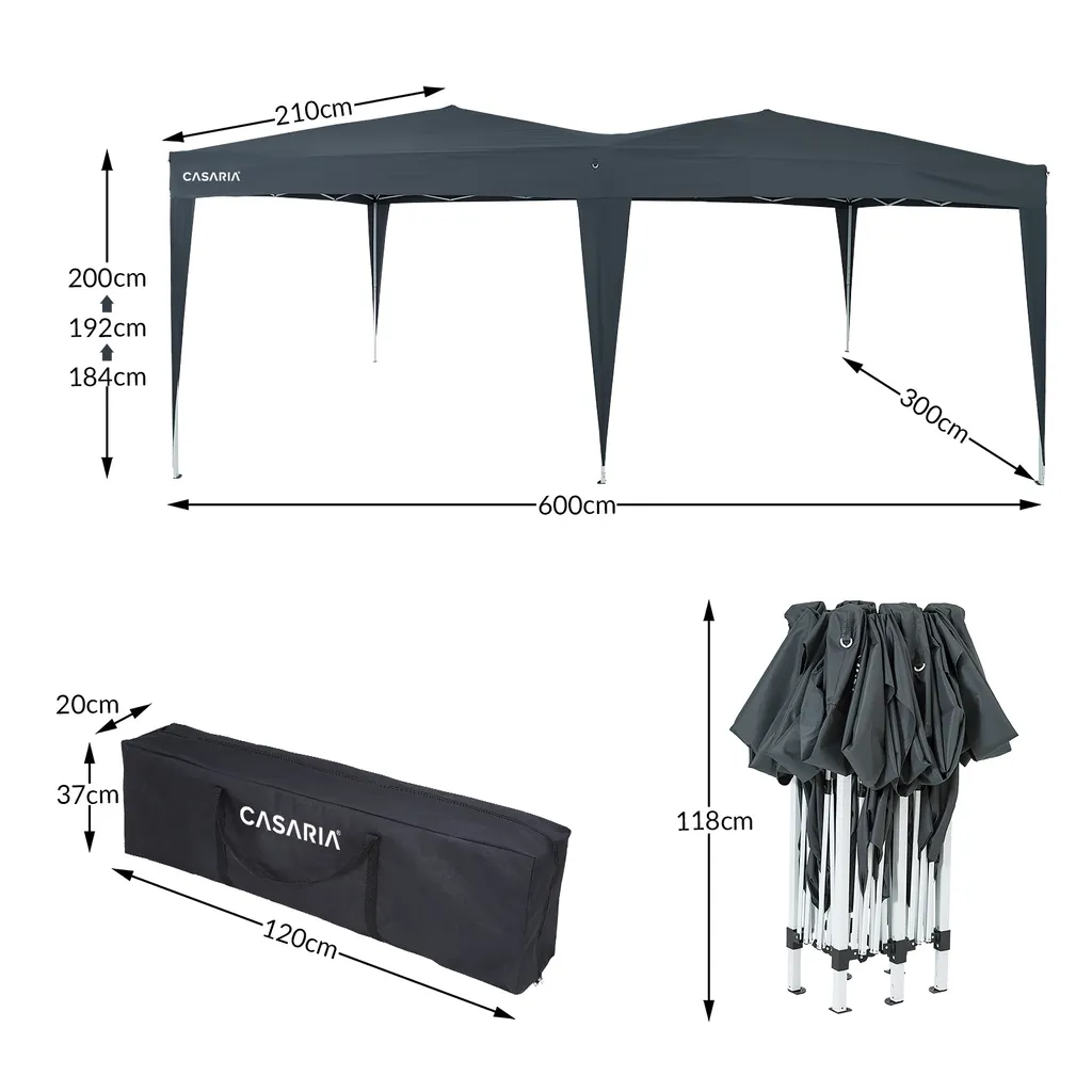 Pavillon 3x6m Faltpavillon Capri Pop-Up Partyzelt Gartenzelt Deuba Gartenlaube, Farbe:anthrazit 7 Pavillon 3x6m Faltpavillon Capri Pop-Up Partyzelt Gartenzelt Deuba Gartenlaube, Farbe:anthrazit – Bild 7