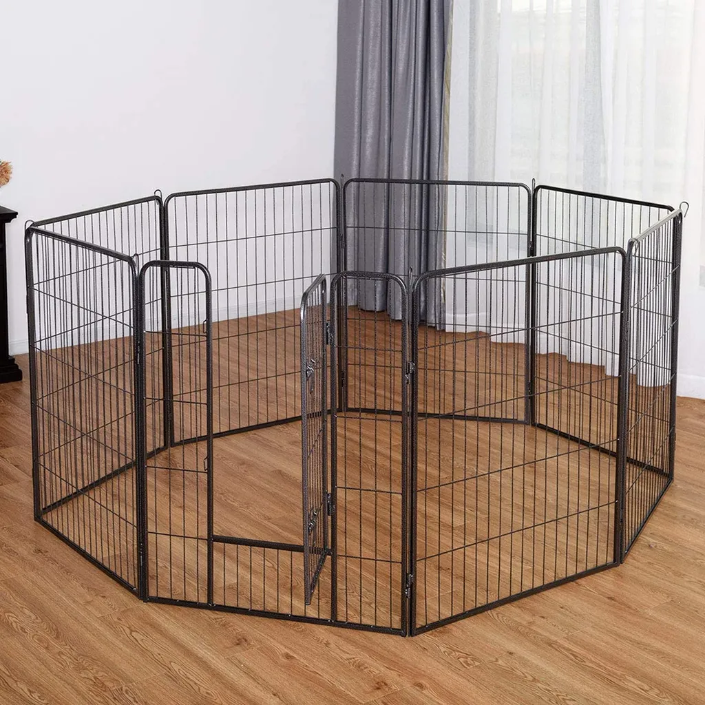 COSTWAY 8-teiliger Welpenlaufstall Welpenzaun Welpenkaefig Tier Laufgitter Hundegehege Absperrgitter Mit Abschliessbarer Tuer, Fuer Hund, Katze Und Kaninchen, Schwarz 1 COSTWAY 8-teiliger Welpenlaufstall Welpenzaun Welpenkaefig Tier Laufgitter Hundegehege Absperrgitter Mit Abschliessbarer Tuer, Fuer Hund, Katze Und Kaninchen, Schwarz