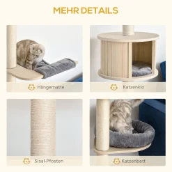 PawHut Kratzbaum Katzenbaum Deckenhoch Kletterbaum Mit Holz Katzenhöhle Sisal Plüsch Höhenverstellbar Grau 50 X 50 X 232-252 Cm -Garten- & Gewächshäuser Geschäft 09e5ba7dc7a40dabe9641e6a407c7940