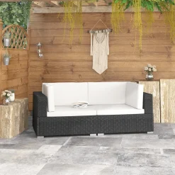 VidaXL Ecksofas 2 Stk. Mit Auflagen Poly Rattan Schwarz -Garten- & Gewächshäuser Geschäft 09f0e37997f5c582d05e2674b5243483