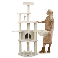 HAPPYPET Kratzbaum MOGLI 167 Cm Hoch | Großer Kletterbaum Massiv Für Schwere Katzen | Stabiler Katzenbaum Mit Haus, Liegemulde, Spieltau & Kratzrolle