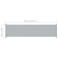 VidaXL Ausziehbare Seitenmarkise 600x160 Cm Grau -Garten- & Gewächshäuser Geschäft 09f7c3d739f358c1b40100576cf5da0e