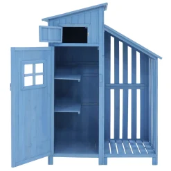 Merax Gerätehaus Gartenschrank 124x53 Cm Gerätehaus Holz Geräteschuppen Mit Spitzdach Und Einlegeböden, Blau -Garten- & Gewächshäuser Geschäft 0a22802cdd0dbf0bff2b4bb70da872a3