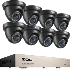 ZOSI 8CH 2MP Dome Überwachungskamera Set Und 8 Kanal HD 1080P Video DVR Und 8x 1080p Kameras Für Haussicherheit, 24M IR Nachtsicht