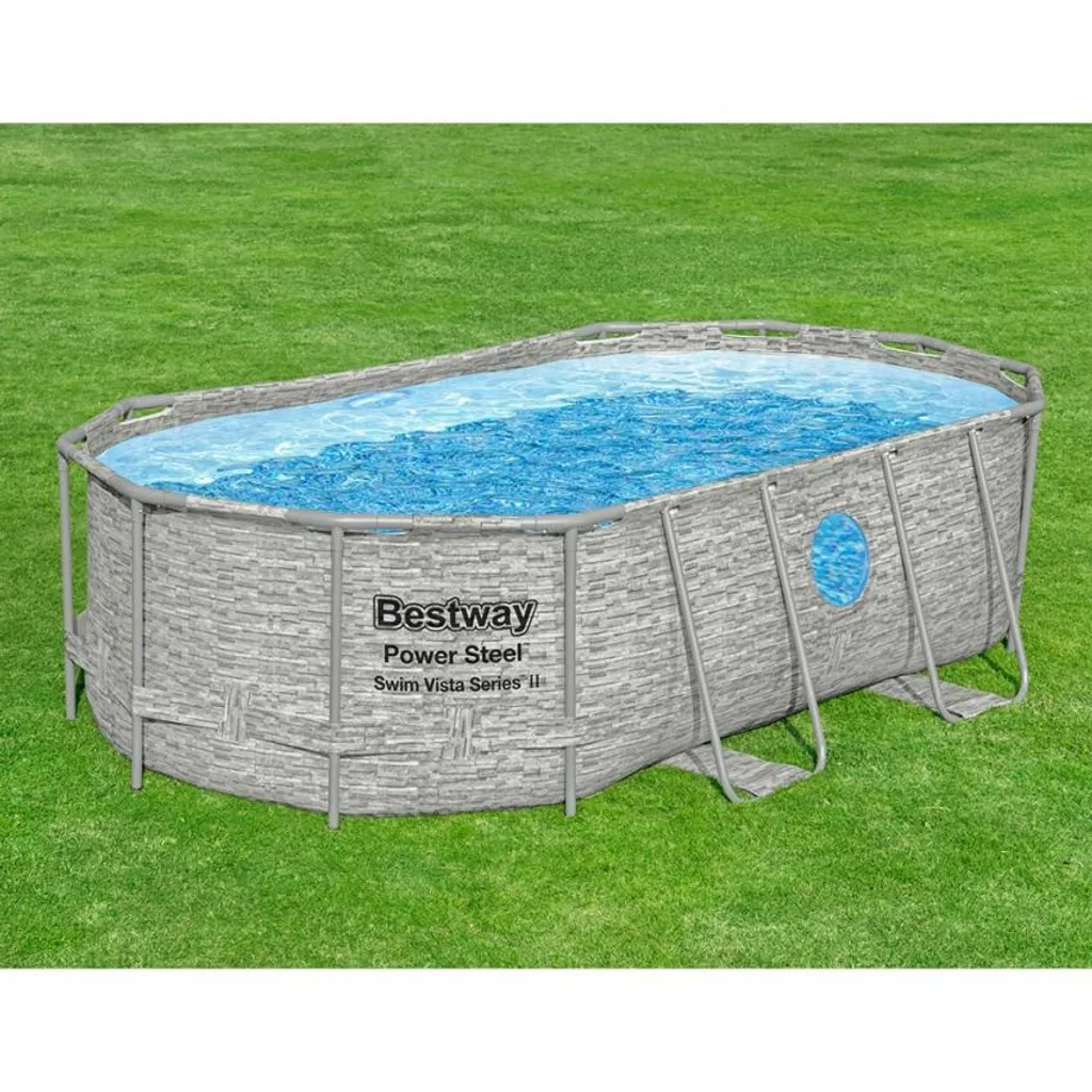 Bestway 56714 Oval Aufstellpool Mit Bullauge Swim Vista 427x250x100 CmGestalten: Oval, Maße: 4 - 4,99 M, Filterpumpe: 58383 6 Bestway 56714 Oval Aufstellpool Mit Bullauge Swim Vista 427x250x100 CmGestalten: Oval, Maße: 4 - 4,99 M, Filterpumpe: 58383 – Bild 6