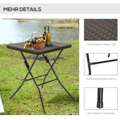 Outsunny Gartentisch Klappbar Falttisch Klapptisch Klappbar Beistelltisch Balkontisch Picknicktisch Campingtisch Kunststoff Metall Braun 60 X 60 X 74 Cm -Garten- & Gewächshäuser Geschäft 0a74ff5a819a9511bc9b14267939bff2