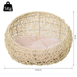 Pawhut Katzenbett Aus Rattan Katzenhöhle Mit Kissen Katzenkorb Hundebett Katzenschlafplatz Hundehütte Tierbett Für Katzen Hunde Beige Ø56 X 35 Cm -Garten- & Gewächshäuser Geschäft 0a8ce61a8a15ebdd7254531649036ab4