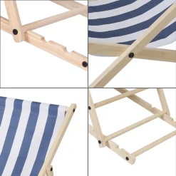 EINFEBEN Liegestuhl Gartenliegen Strandliege Holz Campingstuhl Klappbar Liege 120kg Klappliege Blau Weiß -Garten- & Gewächshäuser Geschäft 0a91c7d569593ef6b41ec7a93827665d 1