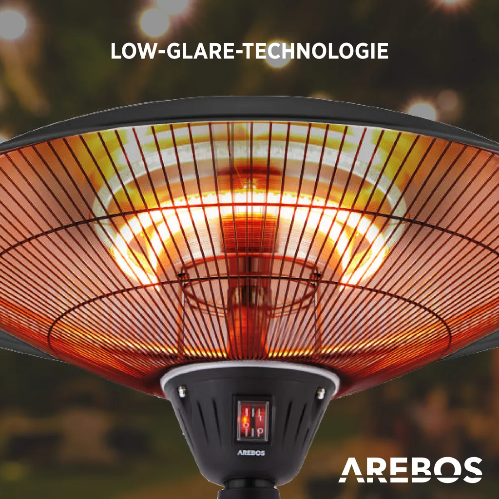 AREBOS - Standheizstrahler, Wärmelampe, Terrassenheizstrahler, 2 Heizstufen, Schwarz 7 AREBOS - Standheizstrahler, Wärmelampe, Terrassenheizstrahler, 2 Heizstufen, Schwarz – Bild 7