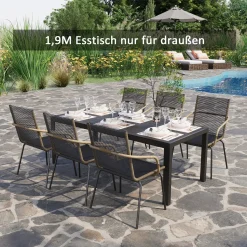 Outsunny Gartentisch Aluminium Tisch Garten Terrasse Holz-Kunststoff WPC Non-Wood Schwarz Mit Horizontale/vertikale Sitzlatten -Garten- & Gewächshäuser Geschäft 0abffb3f88f642479f3fc3604768965e