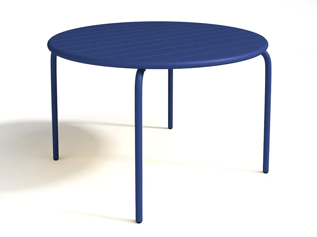 MYLIA Gartentisch Rund - D. 110 Cm - Metall - Dunkelblau - MIRMANDE 2 MYLIA Gartentisch Rund - D. 110 Cm - Metall - Dunkelblau - MIRMANDE – Bild 2