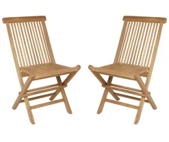 KMH® 2er SET TEAK Klappstühle Ohne Armlehnen