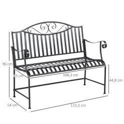 HOMCOM Outsunny Gartenbank Sitzbank Parkbank 2-Sitzer Metallbank Stahlrahmen Mit Armlehne Für Garten Balkon Und Terrasse Bis 220 Kg Belastbar Grau 15,5 X 54 X 96 Cm 14 HOMCOM Outsunny Gartenbank Sitzbank Parkbank 2-Sitzer Metallbank Stahlrahmen Mit Armlehne Für Garten Balkon Und Terrasse Bis 220 Kg Belastbar Grau 15,5 X 54 X 96 Cm -Garten- & Gewächshäuser Geschäft 0b360a233789310fb55341fee8537ffa