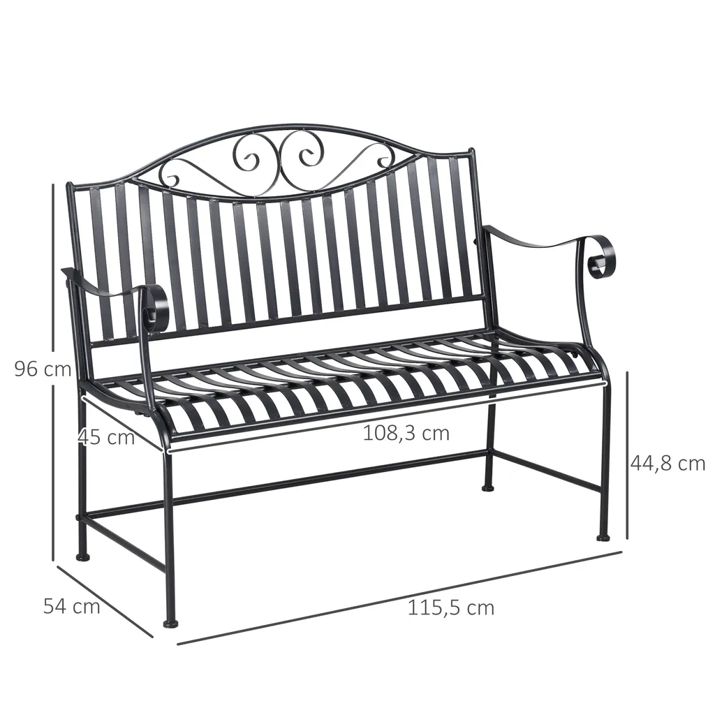 HOMCOM Outsunny Gartenbank Sitzbank Parkbank 2-Sitzer Metallbank Stahlrahmen Mit Armlehne Für Garten Balkon Und Terrasse Bis 220 Kg Belastbar Grau 15,5 X 54 X 96 Cm 6 HOMCOM Outsunny Gartenbank Sitzbank Parkbank 2-Sitzer Metallbank Stahlrahmen Mit Armlehne Für Garten Balkon Und Terrasse Bis 220 Kg Belastbar Grau 15,5 X 54 X 96 Cm – Bild 6
