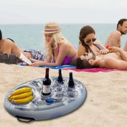 Qiangzhipow 70*50cm Aufblasbar Getränkehalter Schwimmende Becherhalter Snackhalter Weintisch Tragbarer Picknicktisch Für Pool Party