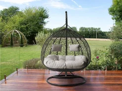 Mirjan24 Hängesessel Opam, Zweisitzer Hängekorb, Stilvoll Gartensessel Mit Stahlskelett (Farbe: Grau / Kissen: Grau) -Garten- & Gewächshäuser Geschäft 0b751b66ec453355dbfa2c562e9c7ca5