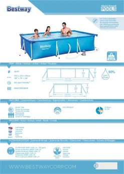 Bestway Frame Pool Deluxe Splash-Steel Pro 300 X 200 X 66 Cm, Mit Ablassventil, 3300 L -Garten- & Gewächshäuser Geschäft 0bbfc514f7417fb755dcfe96df437af8