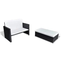 VidaXL 2-tlg. Garten-Lounge-Set Mit Auflagen Poly Rattan Schwarz