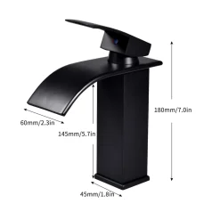 Tonerkingdom Wasserhahn Bad, Waschtischarmatur Waschbecken Armatur Wasserfall Waschtischarmatur, Messing Wasserhahn Badezimmer, Keramikventil Mit Heiß Und Kalt Wasser Für Badezimmer (Schwarz) -Garten- & Gewächshäuser Geschäft 0befb46303cd1aa04f3081e56abde023 2