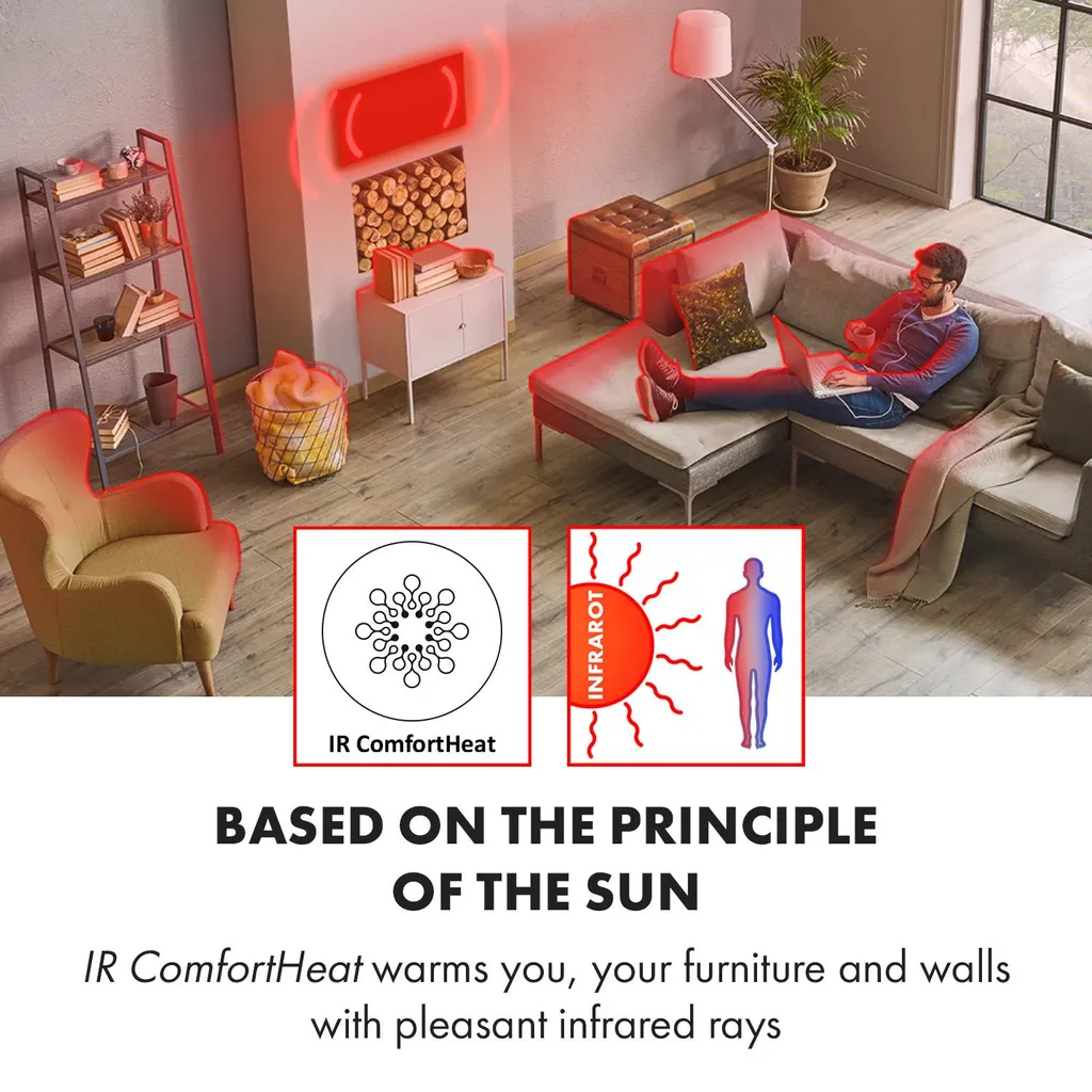 Klarstein Crystal Wall Infrarotheizung Elektroheizung Heizstrahler , 100 X 60 Cm , 600 Watt , Wandinstallation , Automatische Abschaltfunktion , Gehärtetes Sicherheitsglas , Thermostat , Wochentimer , Schutzart: IP54 , Weiß 2 Klarstein Crystal Wall Infrarotheizung Elektroheizung Heizstrahler , 100 X 60 Cm , 600 Watt , Wandinstallation , Automatische Abschaltfunktion , Gehärtetes Sicherheitsglas , Thermostat , Wochentimer , Schutzart: IP54 , Weiß – Bild 2