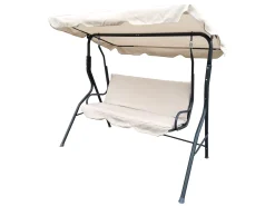 Linder Exclusiv 3-Sitzer Hollywoodschaukeln Gartenschaukel Mit Sonnendach Schaukelbank Gartenliege Beige