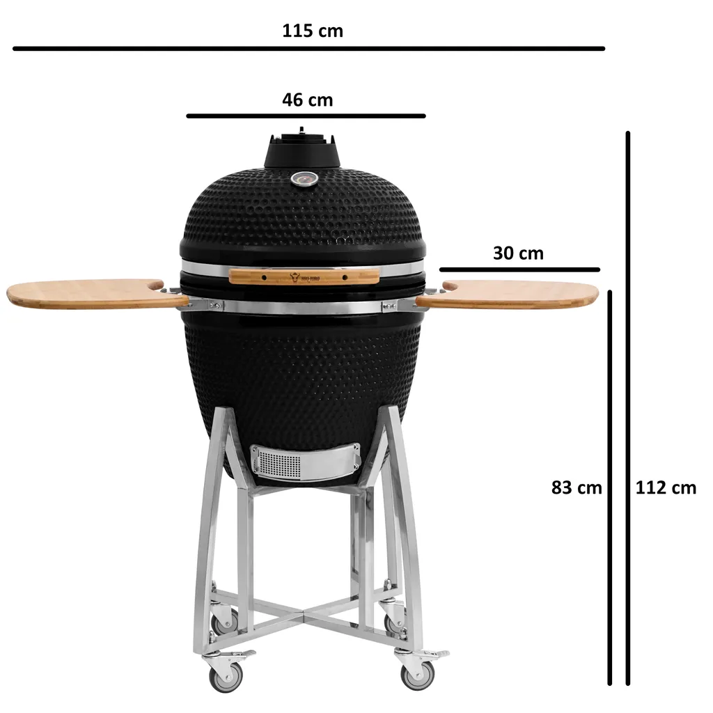 BBQ-Toro Kamado Grill Holzkohlegrill Ø 46 Cm "KURO" Mit Bambusablage, Thermometer, Schwarz 2 BBQ-Toro Kamado Grill Holzkohlegrill Ø 46 Cm "KURO" Mit Bambusablage, Thermometer, Schwarz – Bild 2