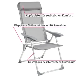 Tectake 4 Aluminium Gartenstühle Klappbar Mit Kopfteil - Grau -Garten- & Gewächshäuser Geschäft 0c77e06e03f0a8fc893ff9b494bfb4e4
