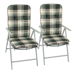 Multistore 2002 2tlg Hochlehner Polsterauflagen-Set 'Scala' Braun, Grau, Schwarz Kariert