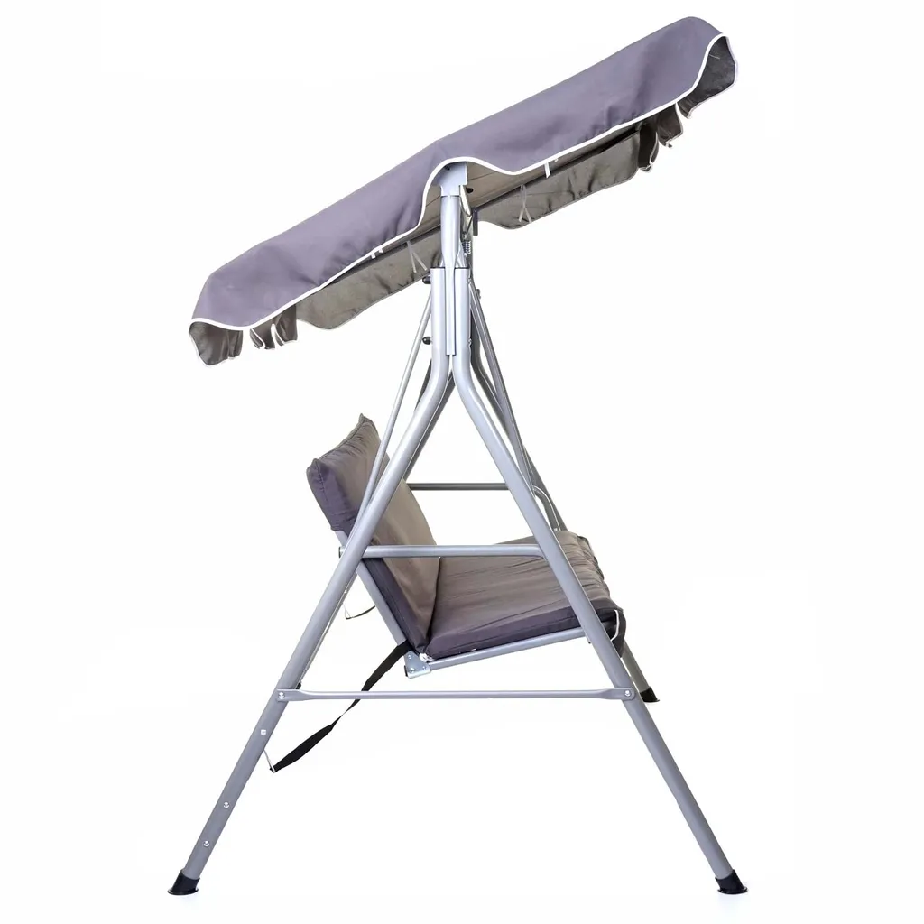 Mendler Hollywoodschaukel HWC-D61, Gartenschaukel Hängeschaukel Bank, 3-Sitzer UV 50+ Verstellbares Dach 197x185cm Dunkelgrau 3 Mendler Hollywoodschaukel HWC-D61, Gartenschaukel Hängeschaukel Bank, 3-Sitzer UV 50+ Verstellbares Dach 197x185cm Dunkelgrau – Bild 3