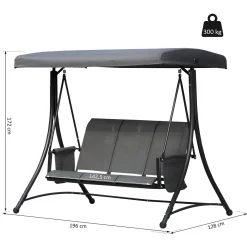 Outsunny 3-Sitzer Hollywoodschaukel, Gartenschaukel Mit Sonnendach, Schaukelbank Mit Ablage, Aluminium, Grau, 196 X 128 X 172 Cm 12 Outsunny 3-Sitzer Hollywoodschaukel, Gartenschaukel Mit Sonnendach, Schaukelbank Mit Ablage, Aluminium, Grau, 196 X 128 X 172 Cm -Garten- & Gewächshäuser Geschäft 0cc6046c7befc27febaf12bb370ce293