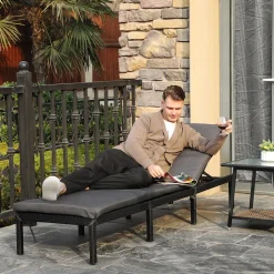 SONGMICS Sonnenliege, Liegestuhl, Gartenliege, Mit 5 Cm Dicker Auflage, Polyrattan, Rückenlehne Verstellbar, 59 X 198 X 28 Cm, Bis 150 Kg Belastbar Schwarz-beige GCB27GYV1 13 SONGMICS Sonnenliege, Liegestuhl, Gartenliege, Mit 5 Cm Dicker Auflage, Polyrattan, Rückenlehne Verstellbar, 59 X 198 X 28 Cm, Bis 150 Kg Belastbar Schwarz-beige GCB27GYV1 -Garten- & Gewächshäuser Geschäft 0cc980e7a45c2b67fe07ade2b0ea9a5b