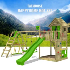 Wickey FATMOOSE Spielturm Klettergerüst HappyHome Mit Schaukel SurfSwing & Rutsche, Spielhaus Mit Sandkasten, Leiter & Spiel-Zubehör - Apfelgrün -Garten- & Gewächshäuser Geschäft 0cd5e2a6b41e0600071a9571c55b0eb7 1