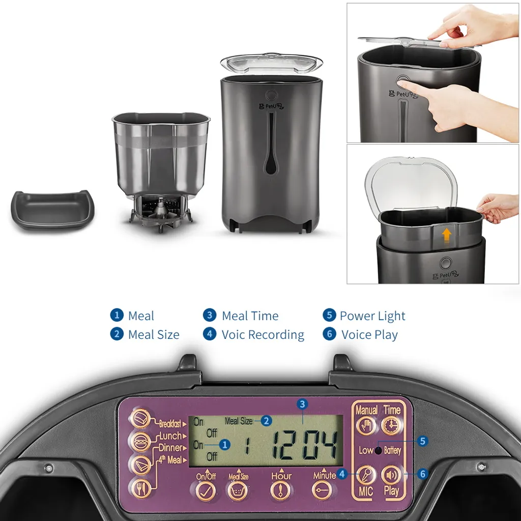 PUPPY KITTY 7L Automatischer Futterautomat Futterspender Mit Timer - Futternapf Automat Mit Timer Und LCD - Für Hund Und Katze 2 PUPPY KITTY 7L Automatischer Futterautomat Futterspender Mit Timer - Futternapf Automat Mit Timer Und LCD - Für Hund Und Katze – Bild 2