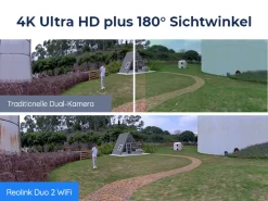 Reolink 4K Dual-Lens WLAN Überwachungskamera Aussen, 180° Ultra-Weitwinkel, Person-/Fahrzeug-/Haustier-Erkennung, 2,4/5 GHz WiFi, Farbnachtsicht, 2-Wege-Audio, Duo 2 WiFi -Garten- & Gewächshäuser Geschäft 0d0df4faf15a91f2be7f6b474563432d