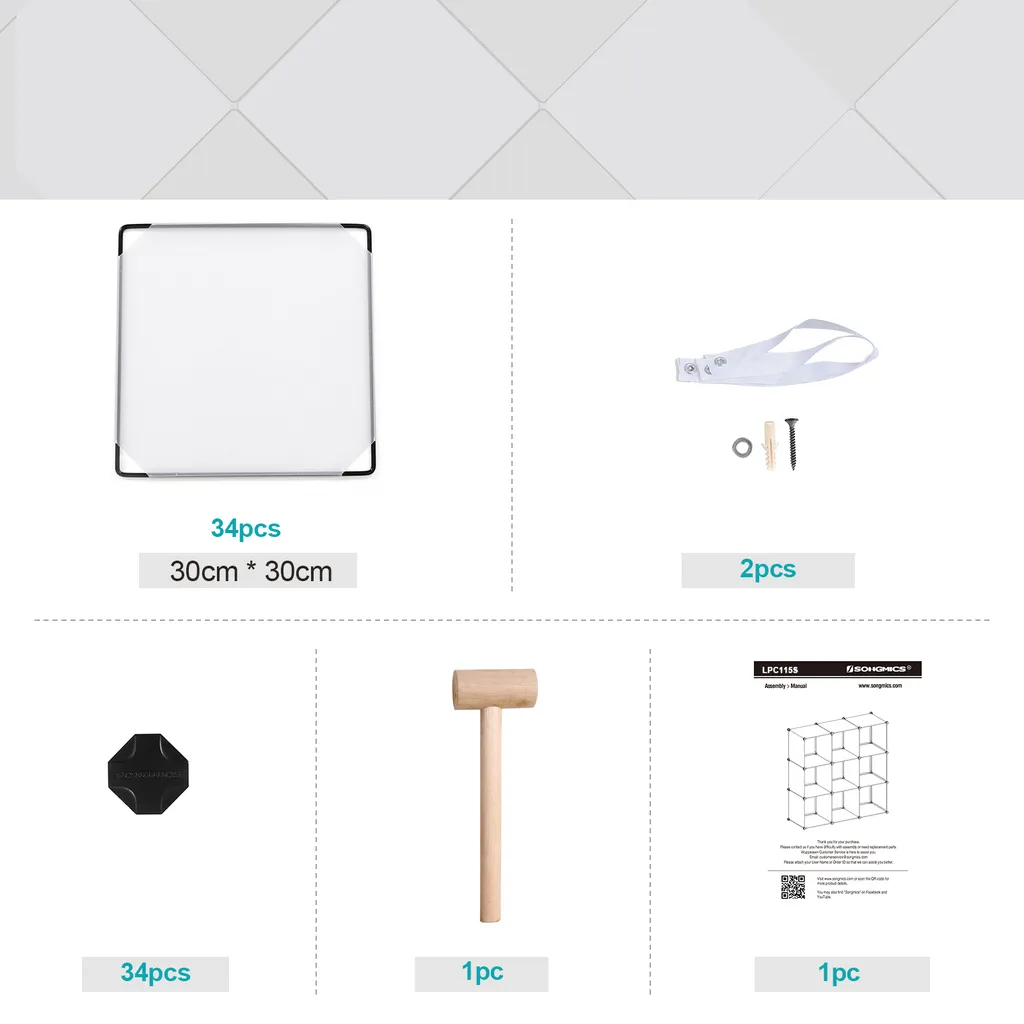 SONGMICS Regalsystem Mit 9 Fächern 93 X 123 X 31 Cm Cube Aufbewahrung Sideboard Aufbewahrungsbox Weiß LPC115S 7 SONGMICS Regalsystem Mit 9 Fächern 93 X 123 X 31 Cm Cube Aufbewahrung Sideboard Aufbewahrungsbox Weiß LPC115S – Bild 7