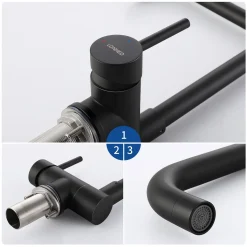 Lonheo Schwarz Niederdruck Küchenarmatur Vorfenster, Umklappbarer Wasserhahn Küche Einhebelmischer 360° Drehbar, Spültischarmatur Küche Vorfenster Aus Edelstahl -Garten- & Gewächshäuser Geschäft 0d8e6b05ca3e676ffa16fa15b959a9ec 3