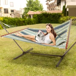 VITA5 Hängematte Outdoor - Hängematte Mit Gestell Für Den Garten, Pool & Balkon - Großzügige Hängematte 2 Personen - Doppelhängematte Mit Ständer - 200kg Belastbarkeit (Dunkergrün/Blau) 16 VITA5 Hängematte Outdoor - Hängematte Mit Gestell Für Den Garten, Pool & Balkon - Großzügige Hängematte 2 Personen - Doppelhängematte Mit Ständer - 200kg Belastbarkeit (Dunkergrün/Blau) -Garten- & Gewächshäuser Geschäft 0d981b6fe5e362f8435b5314c9970ef5