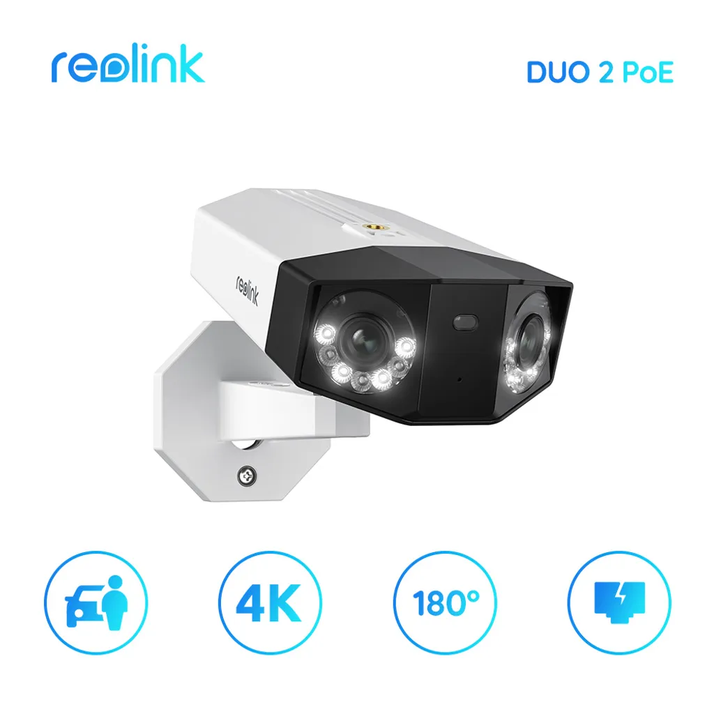 Reolink 4K Dual-Lens Überwachungskamera Mit 180° Sichtwinkel, Outdoor IP-Kamera, Person/Fahrzeug/Tier-Erkennung, Farb-Nachtsicht, Zwei-Wege-Audio, Wasserdicht, Duo 2 PoE 1 Reolink 4K Dual-Lens Überwachungskamera Mit 180° Sichtwinkel, Outdoor IP-Kamera, Person/Fahrzeug/Tier-Erkennung, Farb-Nachtsicht, Zwei-Wege-Audio, Wasserdicht, Duo 2 PoE