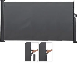 ECD GERMANY Koopman Windschutz Für Terrasse - 3x1,4 M - Anthrazit - Einziehbar