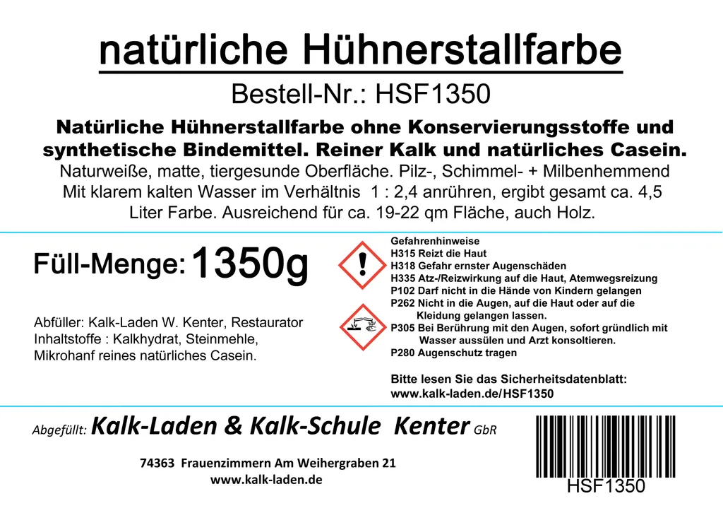 Kalk Hühner-Stall-Farbe Ohne Jegliche Schadstoffe. Für Bis Zu 27 M² 2 Kalk Hühner-Stall-Farbe Ohne Jegliche Schadstoffe. Für Bis Zu 27 M² – Bild 2
