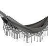Beliani Hängematte Grau Aus Baumwolle Und Polyester Mit Fransen Handgewebt UV-Beständig Romantisch Garten Camping Outdoor