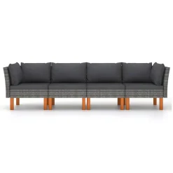 VidaXL 4-Sitzer-Gartensofa Mit Kissen Grau Poly Rattan -Garten- & Gewächshäuser Geschäft 0e63004e79409db51c75bcbae0a16926