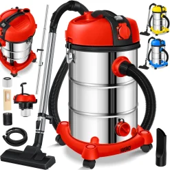 MASKO® Industriestaubsauger Staubsauger Nass Trocken Sauger Edelstahl 2300W + Steckdose | Blasfunktion | Trocken-Saugen & Nass-Saugen | Push&Clean | Industrie-Sauger Mit & Ohne Beutel | Beutellos, Farbe:Gelb